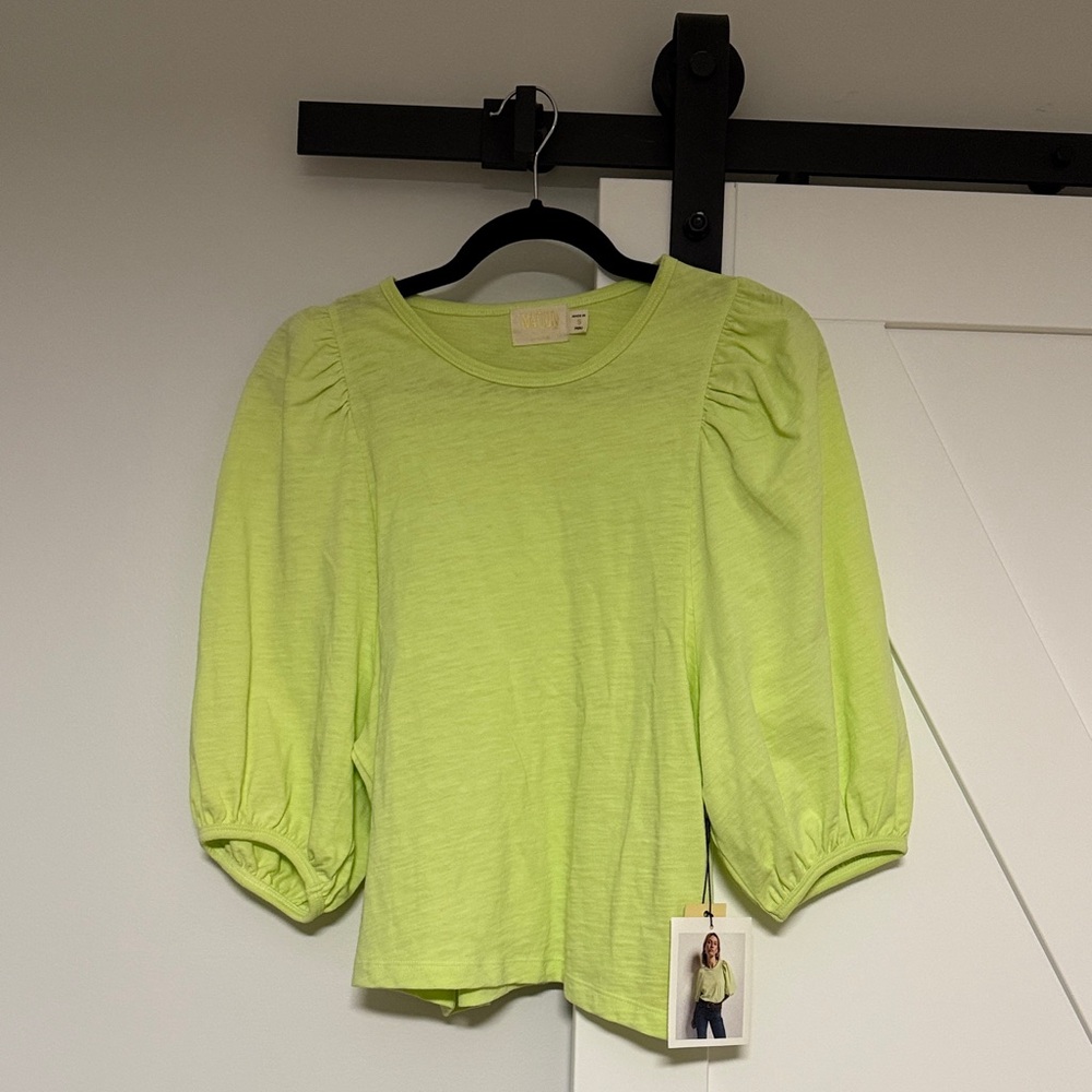 Nation LTD Lime Green Puff Sleeve Women's Top